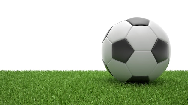 緑色の草のサッカーのサッカーボール