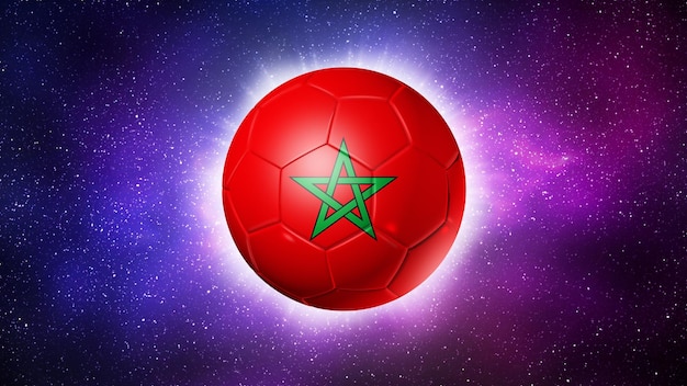 Soccer football ball with Morocco flag Space background Illustration