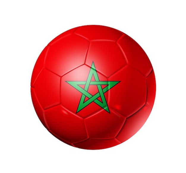 모로코 국기와 함께 축구 공 축구
