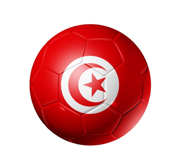 Photo soccer football ball with tunisia flag