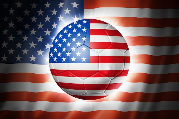 Soccer football ball with USA flag