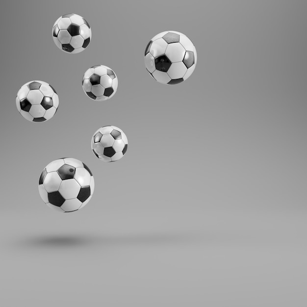 Photo soccer or football balls on gray background with copy space