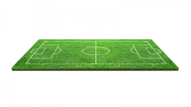 Foto campo di calcio di calcio isolato su sfondo bianco.