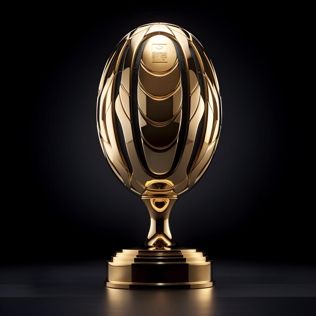 勝利のためのサッカーフットボールの形状 プレミアムと現実的なゴールドトロフィーカップのスポーツコンセプト