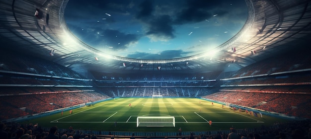 Soccer football stadium with floodlights