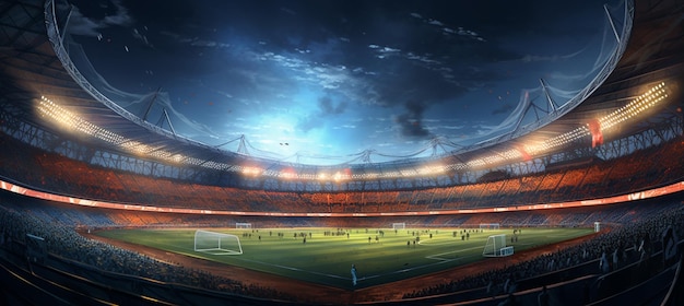 Soccer football stadium with floodlights