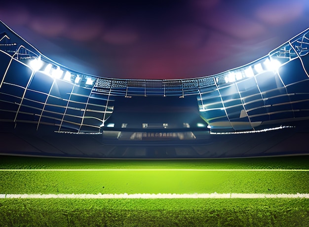 Soccer football stadium with spotlights photo AI Generated