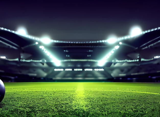 Soccer football stadium with spotlights photo AI Generated