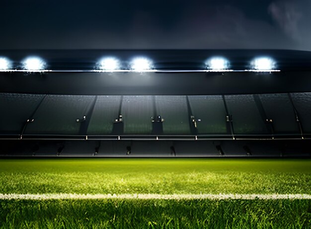 Soccer football stadium with spotlights photo ai generated