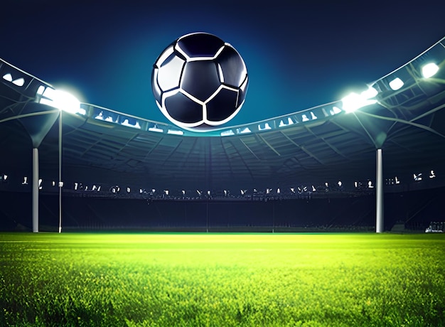 Soccer football stadium with spotlights photo AI Generated