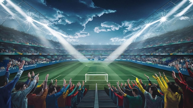 Soccer football stadium with spotlights