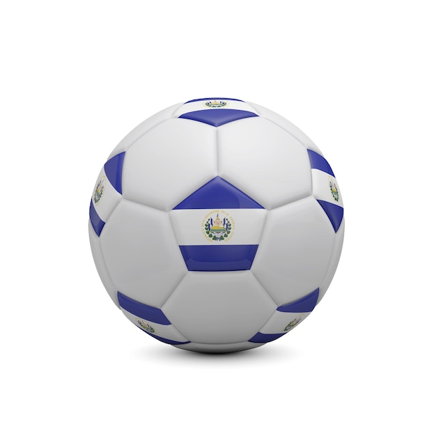 エルサルバドルの旗の3Dレンダリングを使用したサッカーサッカー