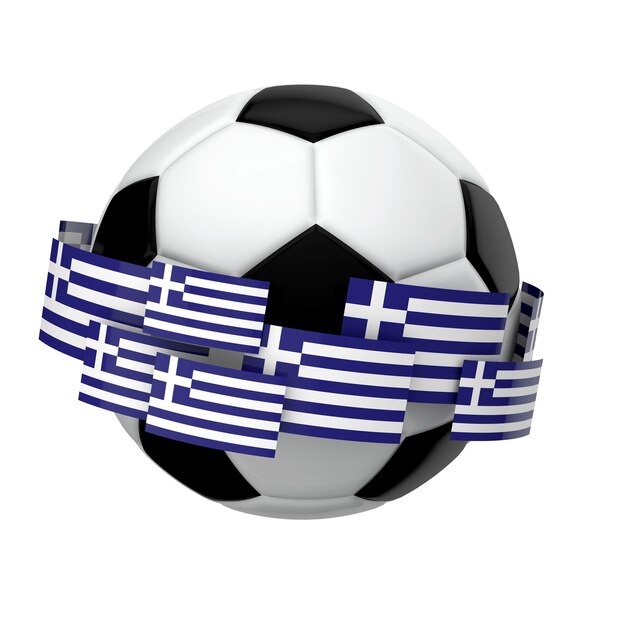 soccer football with greece flag against a plain white background 3d rendering