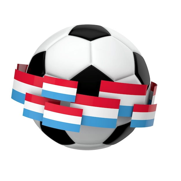 Soccer football with Luxembourg flag against a plain white background 3D Rendering