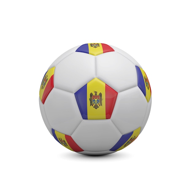 Soccer football with Moldova flag 3D Rendering