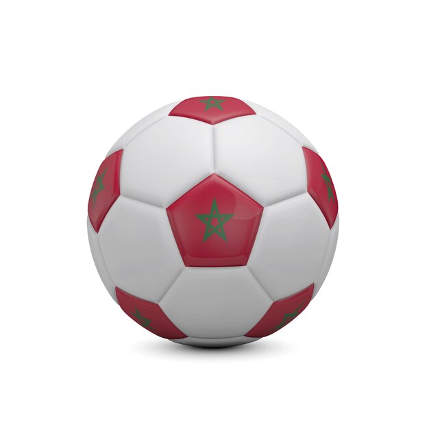 Soccer football with Morocco flag 3D Rendering