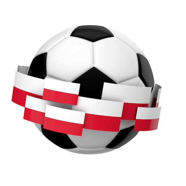 Soccer football with Poland flag against a plain white background 3D Rendering