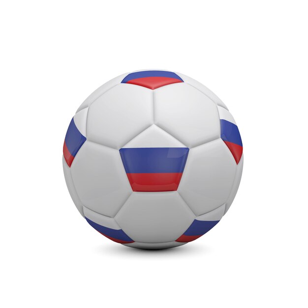 Soccer football with Russia flag 3D Rendering