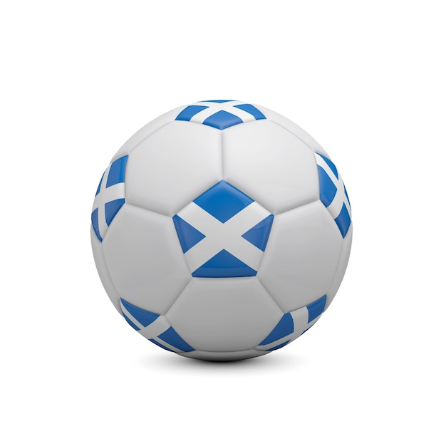 Soccer football with Scotland flag 3D Rendering