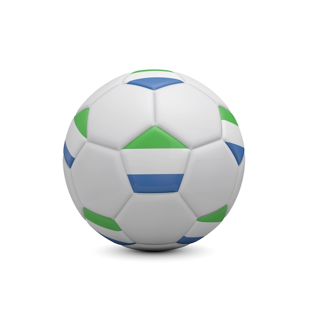 Soccer football with Sierra Leone flag 3D Rendering