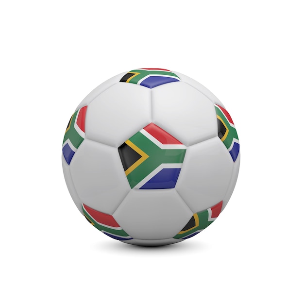 Soccer football with South Africa flag 3D Rendering