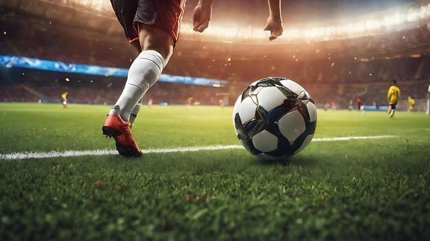 Photo soccer into goal success concept