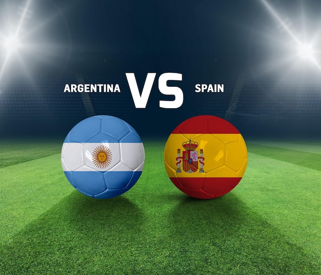 Soccer matchday template. Argentina vs Spain Match day template. 3d rendering