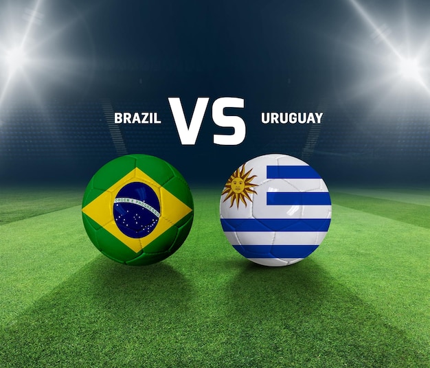 Soccer matchday template. Brazil vs Uruguay Match day template.