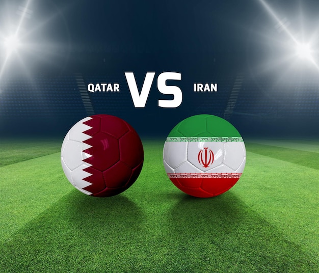 Soccer matchday template. Qatar vs Iran Match day template.