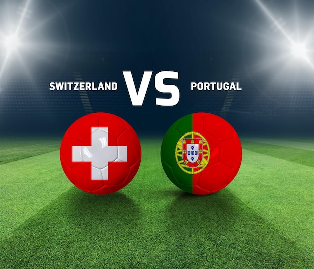 Шаблон футбольного матча. Шаблон дня матча Швейцарии и Португалии.