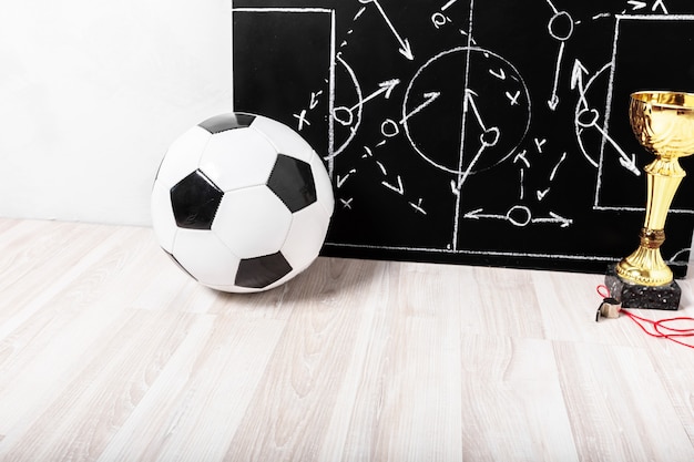 Soccer plan chalk board with formation tactic