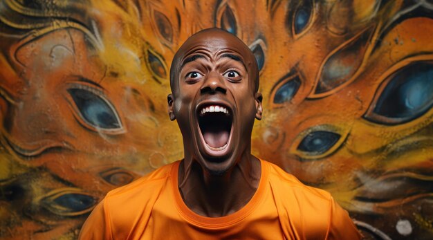 Soccer player celebrates after score in the style of orange and bronze national geographic photo