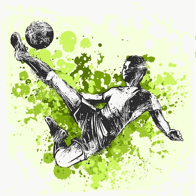 Photo soccer player kicking ball illustration