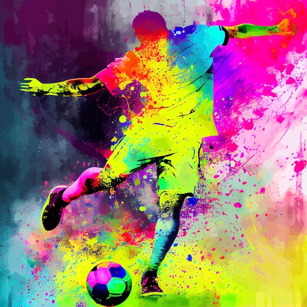 Soccer player kicking the ball
