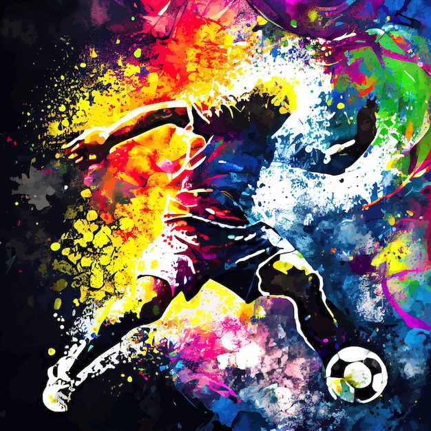 Soccer player kicking the ball