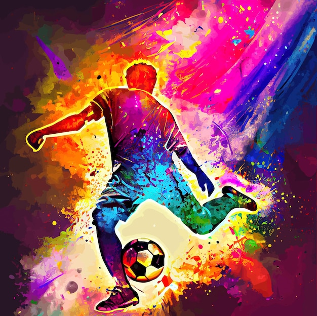 Soccer player kicking the ball