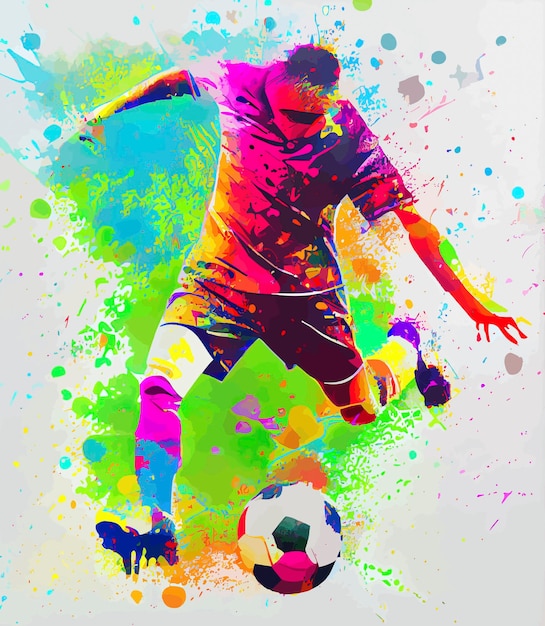 Soccer player kicking the ball