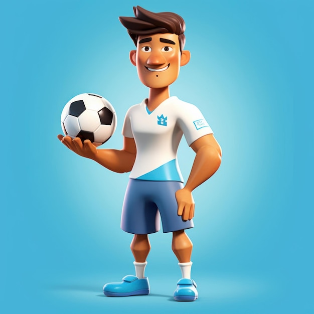 Photo a soccer player stands confidently by the ball