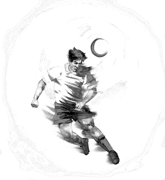 ボールクリパートを持つサッカー選手のサッカー試合の絵