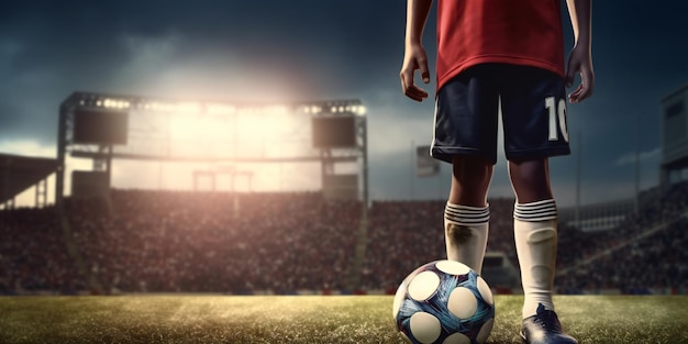 Soccer player with the ball ready for the game