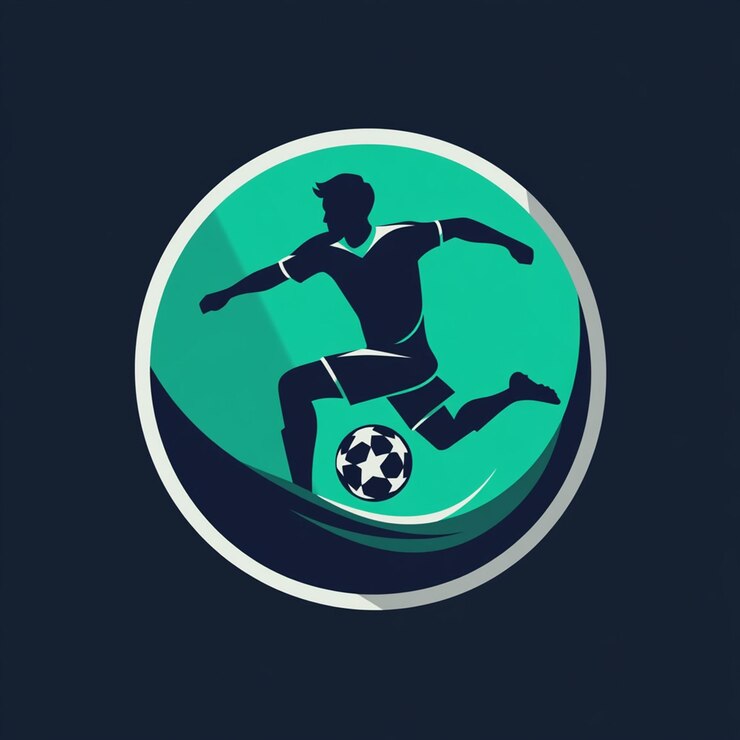 Photo 足の真ん中にサッカーボールを持ったサッカー選手