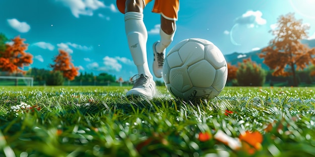 soccer players on the field with the lights in the background