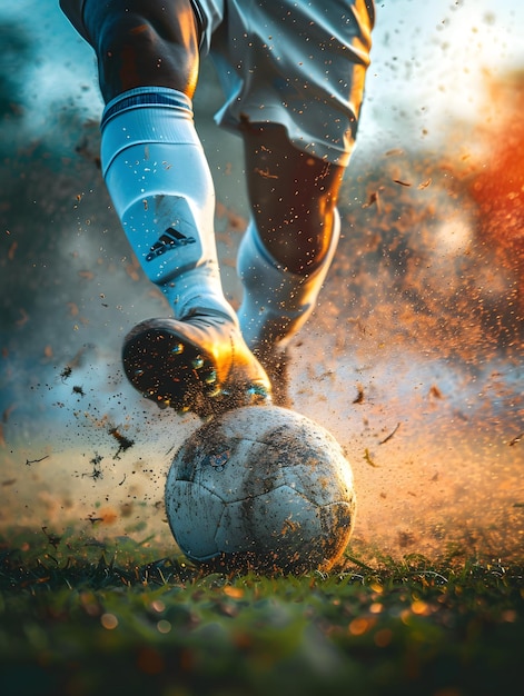 Foto i giocatori di calcio con le gambe che afferrano una palla da calcio