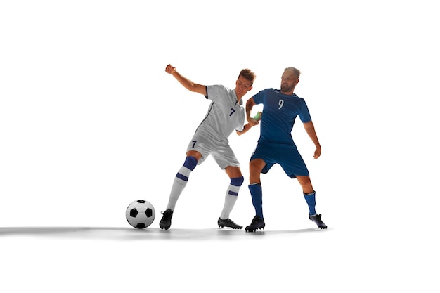 soccer players in white background