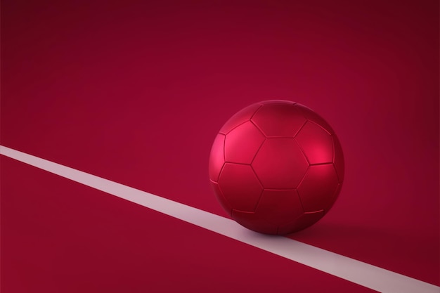 Soccer on red background 3D illustration