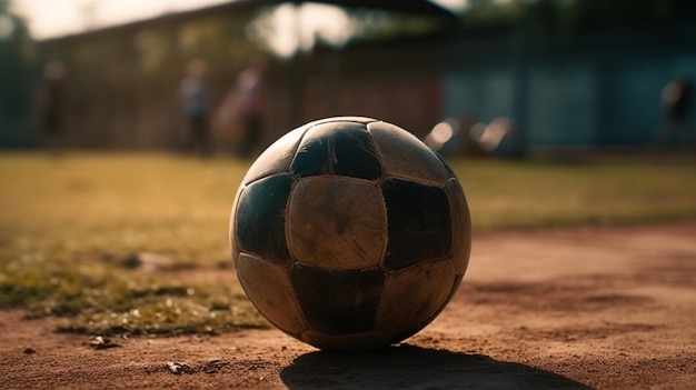 Soccer showdown Closeup of a ball on the field in anticipation of a penalty kick