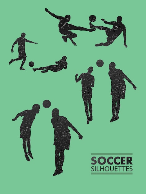 soccer silhouettes in green vector