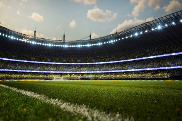 Soccer stadium defocus background evening arena with crowd fans
d illustration