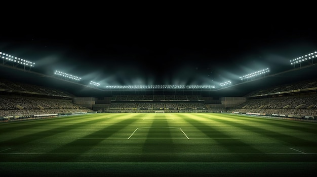 Photo soccer stadium illuminated by spotlights