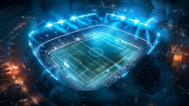 Photo a soccer stadium at night top view final championship